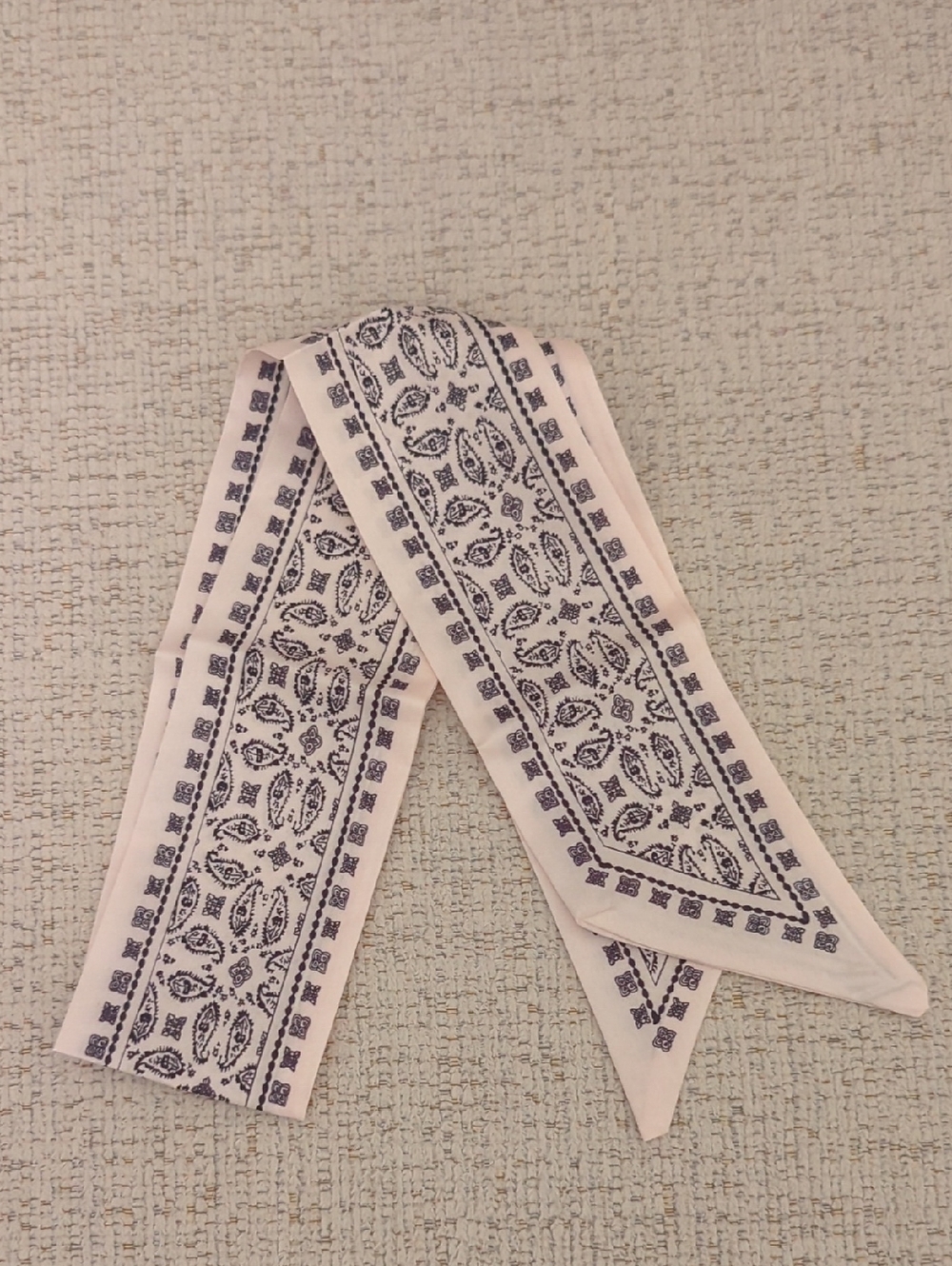 Pale Pink, Black Paisley Twilly Scarf